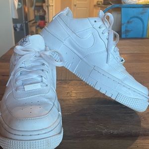 Size 7 tall sole Air Force ones